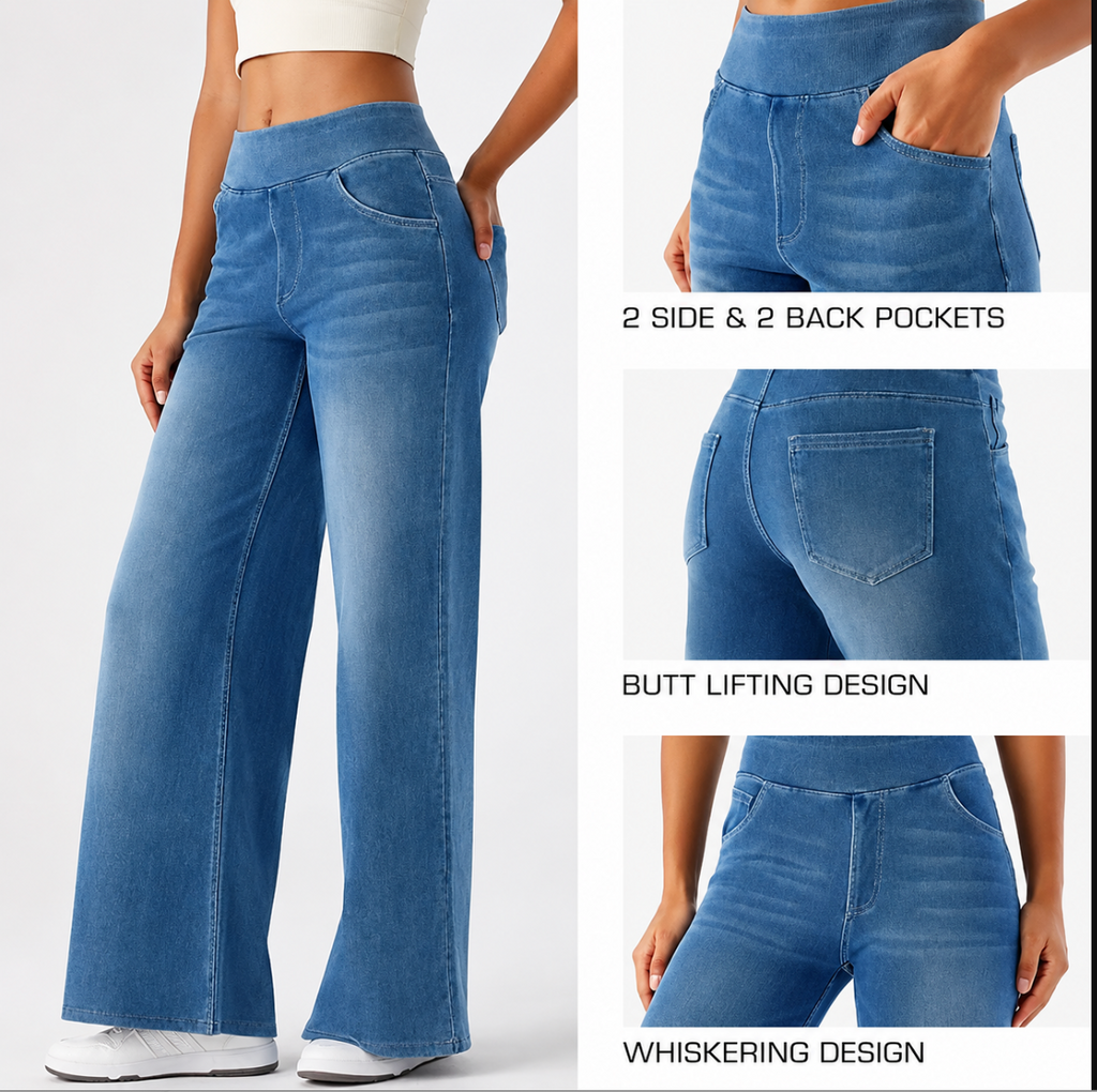 Women's High-Rise Wide-Leg Denim Trousers