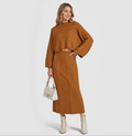 Women's Knitted Sweater & Knee-Length Skirt Set
