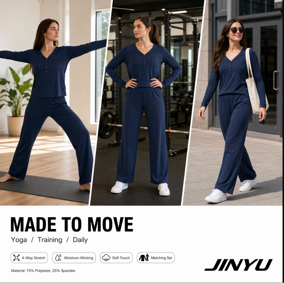 Women's V-Neck Button-Down Lounge Set