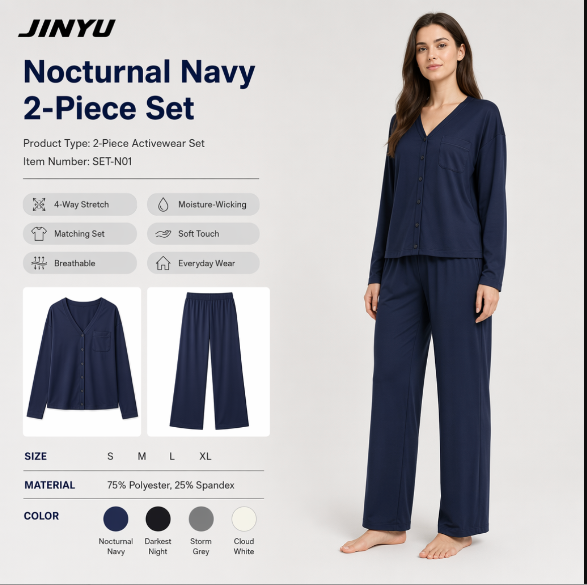 Women's V-Neck Button-Down Lounge Set