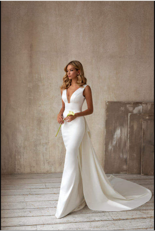 Women's Crystal-Embellished V-Neck A-Line Gown