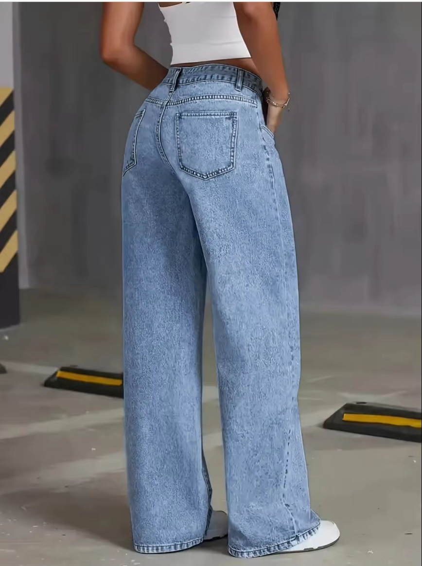 Women's High-Waisted Wide-Leg Denim Jeans
